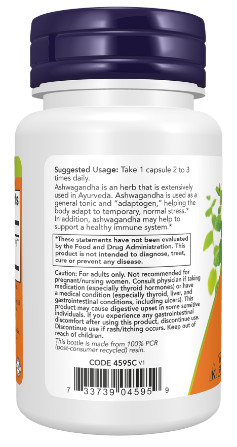 Picture of Now Foods Ashwagandha 450 mg | 90 Veg Capsules