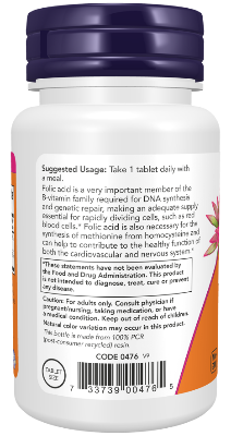 Picture of Now Foods Folic Acid 800 mcg with Vitamin B-12 | 250 Tablets