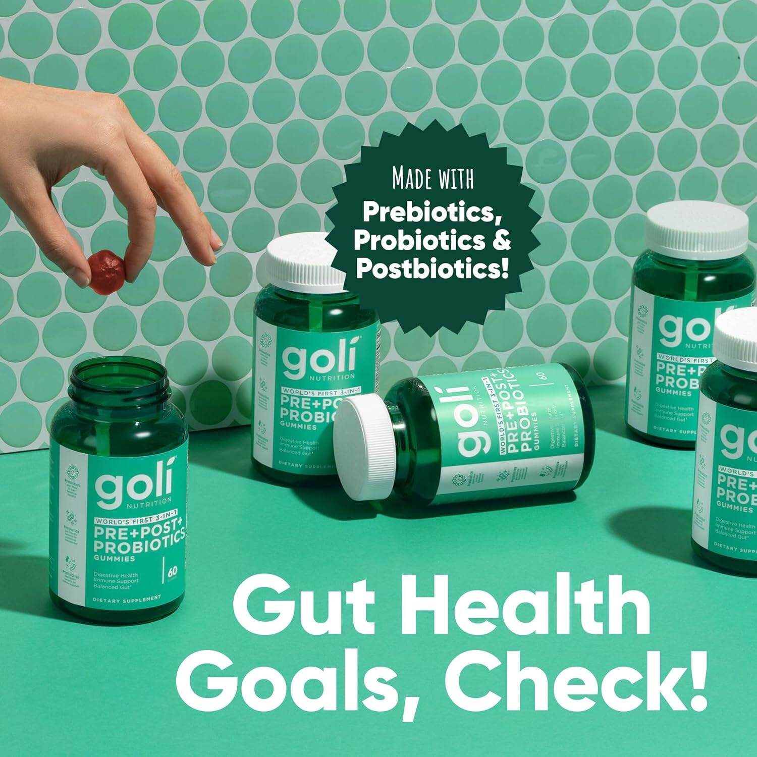 Picture of Goli Nutrition Pre Pro Postbiotic Gummies - Worlds First 3-in-1 | 60 Gummies