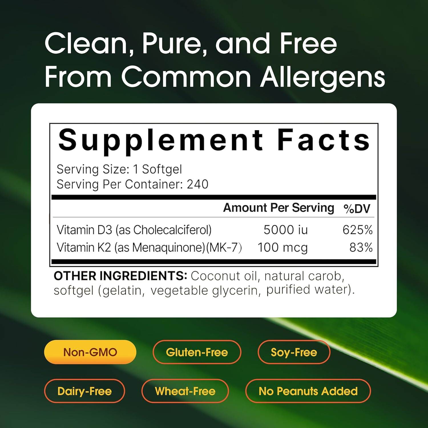 Picture of NatureBell Vitamin D3 + K2 | 240 Softgels