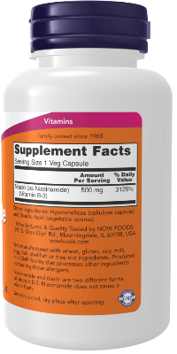 Picture of Now Foods Niacinamide (B-3) 500 mg | 100 Veg Capsules