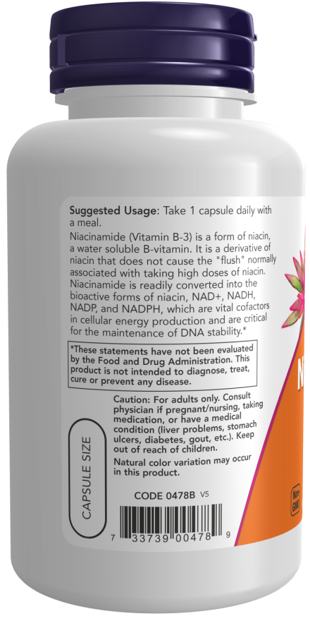 Picture of Now Foods Niacinamide (B-3) 500 mg | 100 Veg Capsules