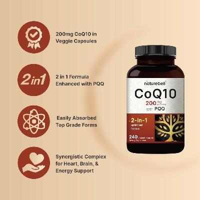 Picture of NatureBell CoQ10 200mg with PQQ | 240 Veggie Capsules