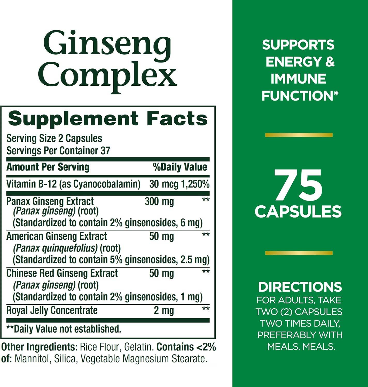 Picture of Nature's Bounty Ginseng Complex | 75 Capsules