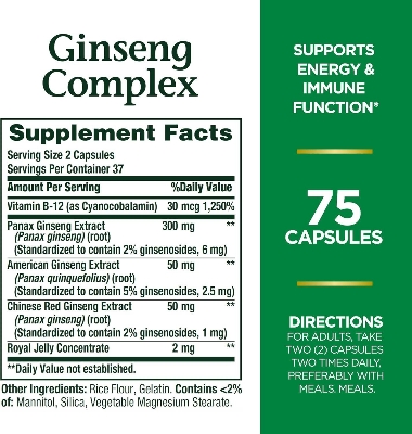 Picture of Nature's Bounty Ginseng Complex | 75 Capsules