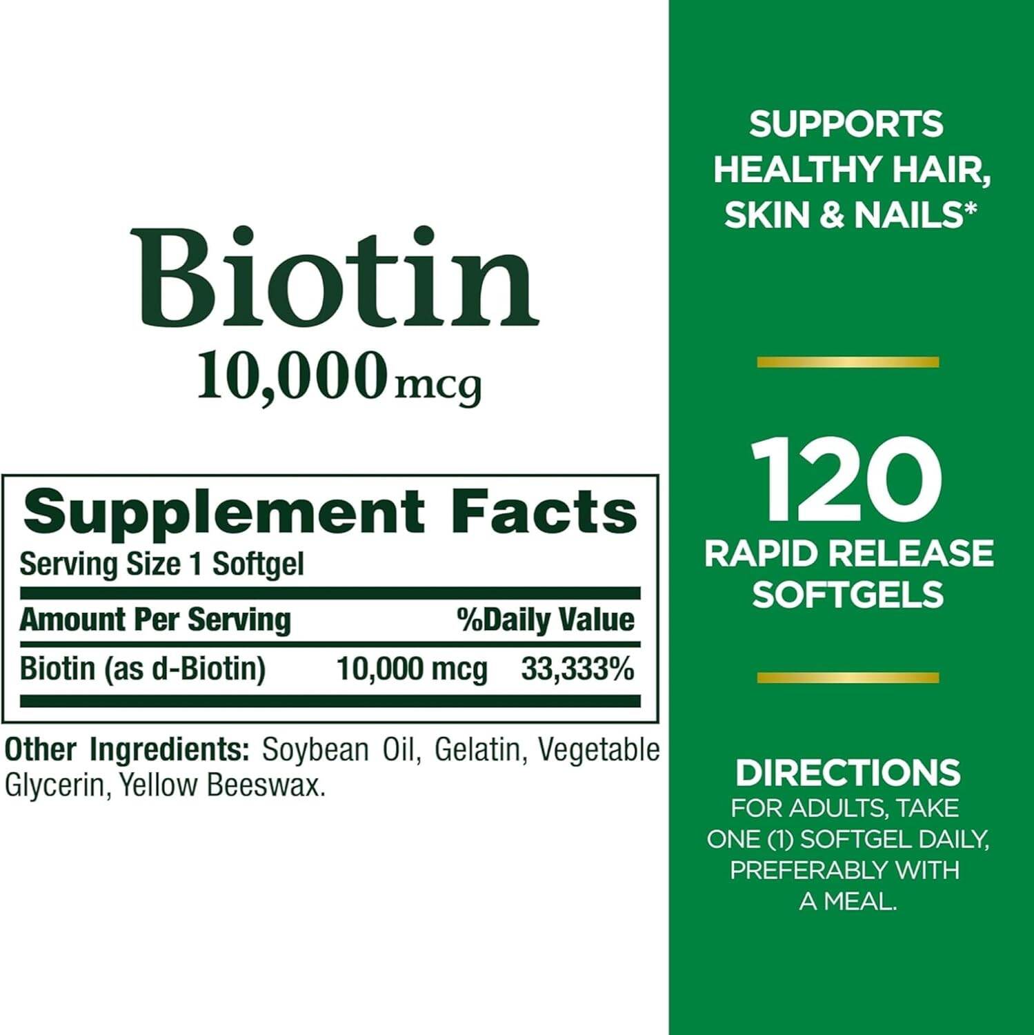Picture of Nature's Bounty Biotin 10000 mcg | 120 Softgels