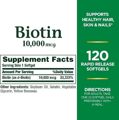 Picture of Nature's Bounty Biotin 10000 mcg | 120 Softgels