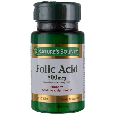 Picture of Nature's Bounty Folic Acid Supplement, Supports Cardiovascular Health | 250 Tablets