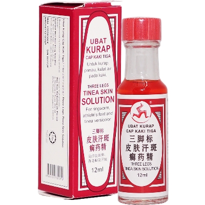 Picture of Three Legs Tinea Skin Solution 12ml For Ringworm, Athlete's foot and Tinea Versicolor