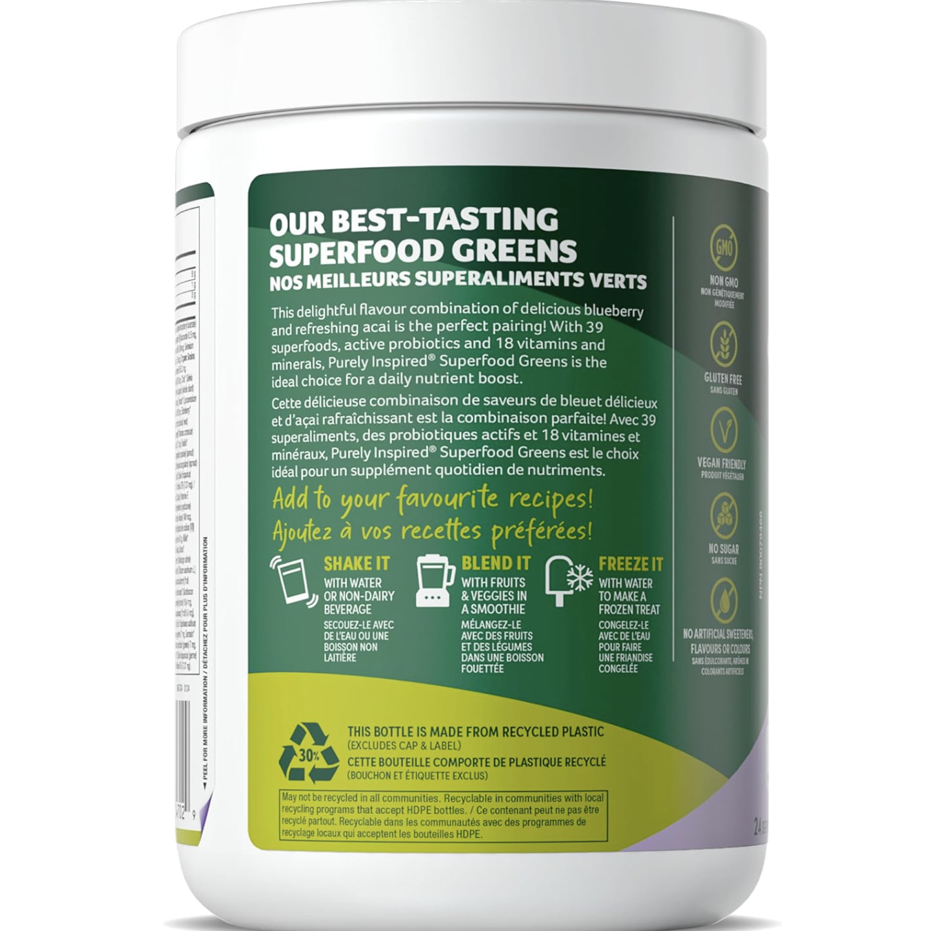 Picture of Purely Inspired Superfood Greens Powder 24 servings Blueberry Acai