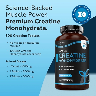 Picture of Nutravita Creatine Monohydrate 3000mg - 300 Vegan Tablets