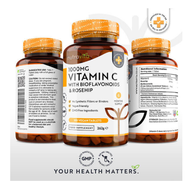 Picture of Nutravita Vitamin C 1000mg, Bioflavonoids Rosehip - 180 Tablets