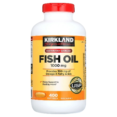 Picture of Kirkland Signature 1000mg Natural Fish Oil Concentrate with Omega-3 Fatty Acids | 400 Softgels