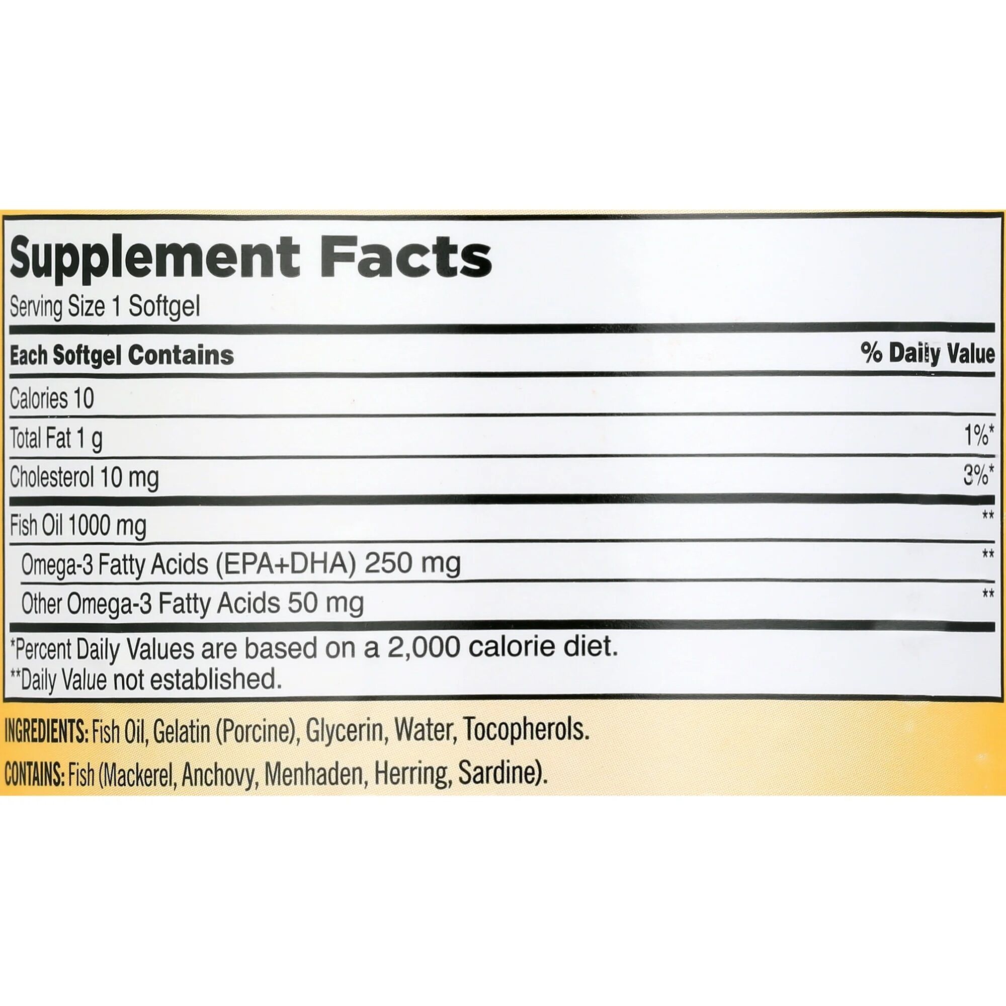 Picture of Kirkland Signature 1000mg Natural Fish Oil Concentrate with Omega-3 Fatty Acids | 400 Softgels