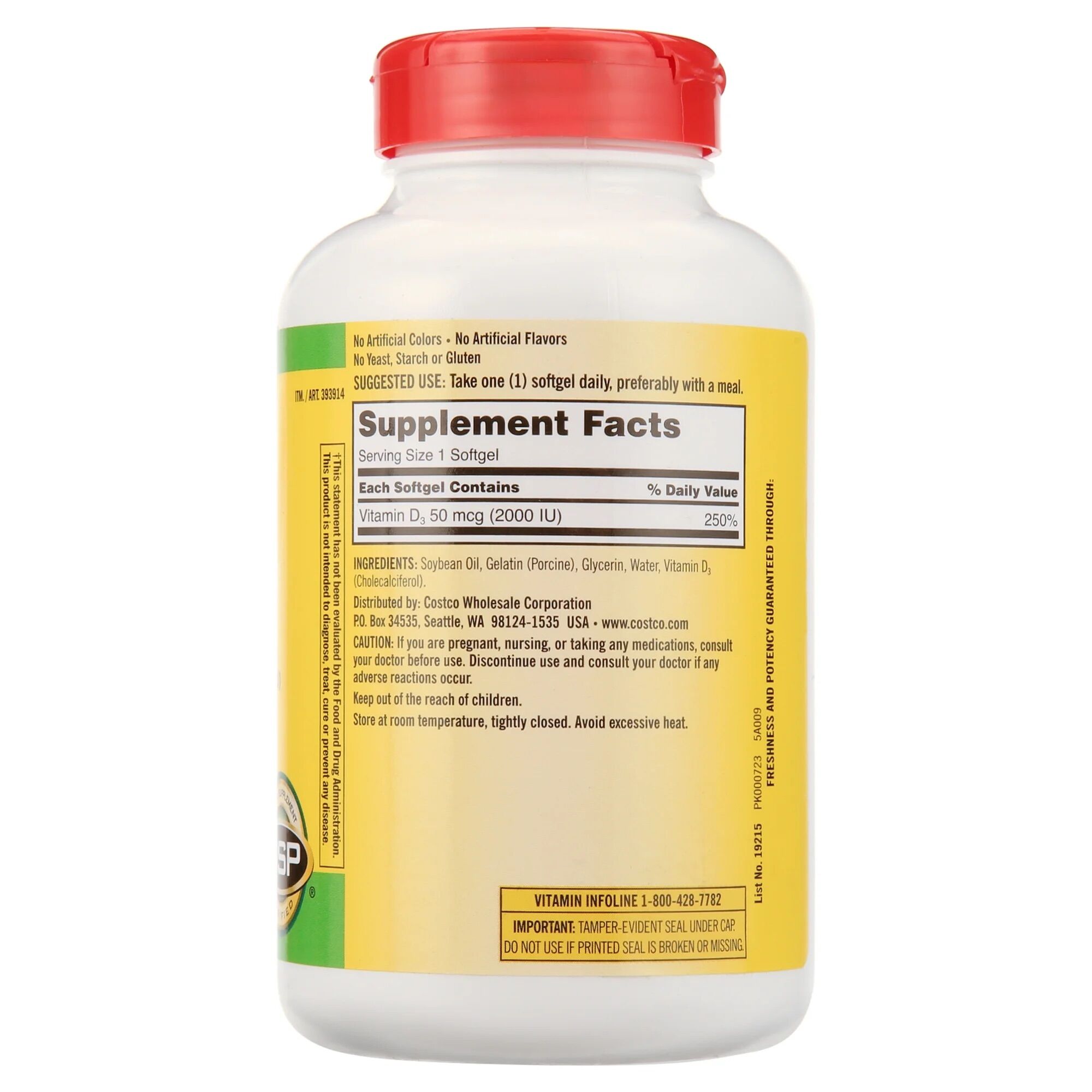 Picture of Kirkland Signature Extra Strength D3 50 mcg | 600 Softgels