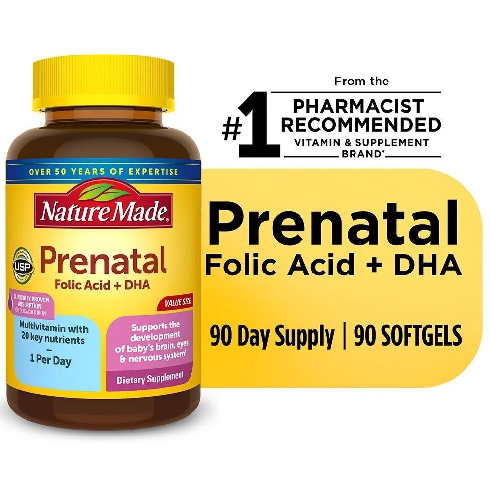 Picture of Nature Made Prenatal Folic Acid + DHA | 90 Softgels