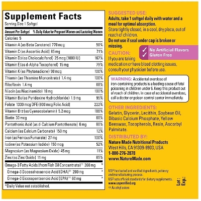 Picture of Nature Made Prenatal Folic Acid + DHA | 90 Softgels