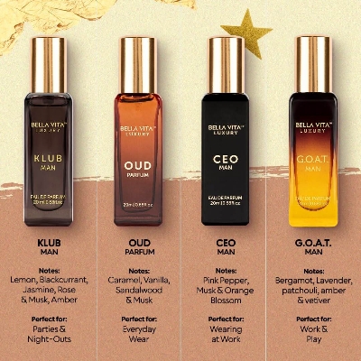 Picture of Bellavita Luxury Men's Perfume Gift Set with CEO Man, G.O.A.T., Klub, and Oud | 20ml x4