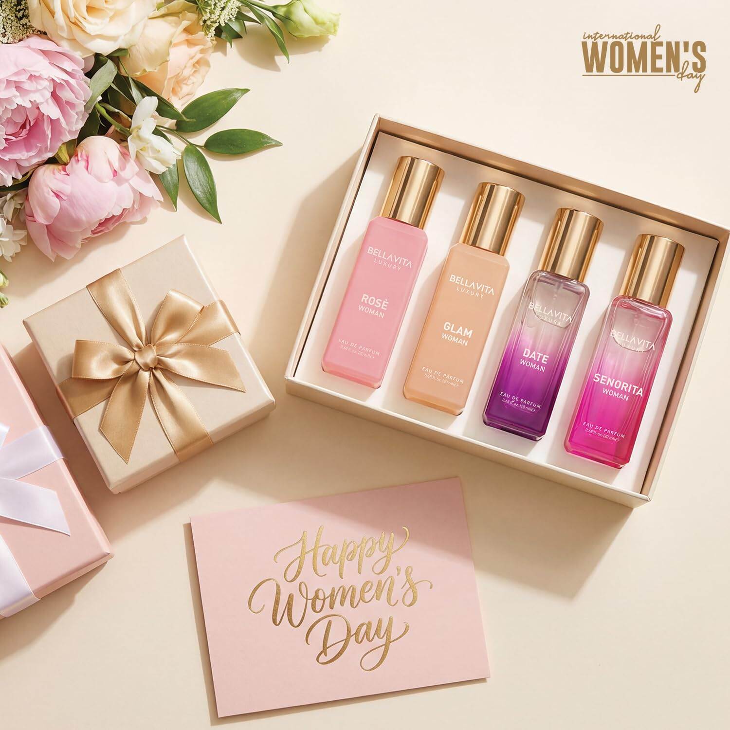 Picture of Bellavita Luxury Women's Perfume Gift Set with Rose, Senorita, Date, and Glam | 20ml x4