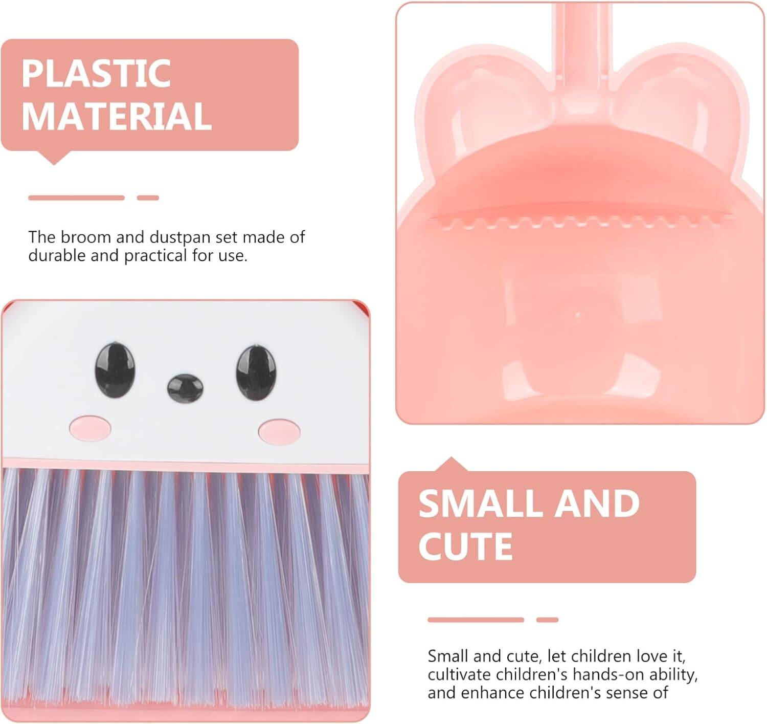 Picture of Mini Broom with Dustpan Little Housekeeping Helper Kitchen Sweeping for Broom 1 Set Pink