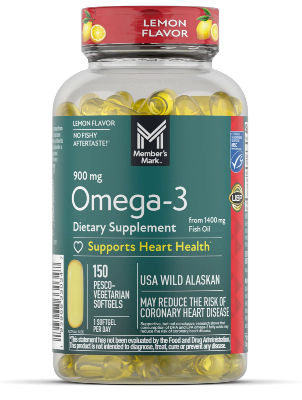 Picture of Member's Mark Omega-3 900mg USA Wild Alaskan, 150 Pesco-Vegetarian Softgels