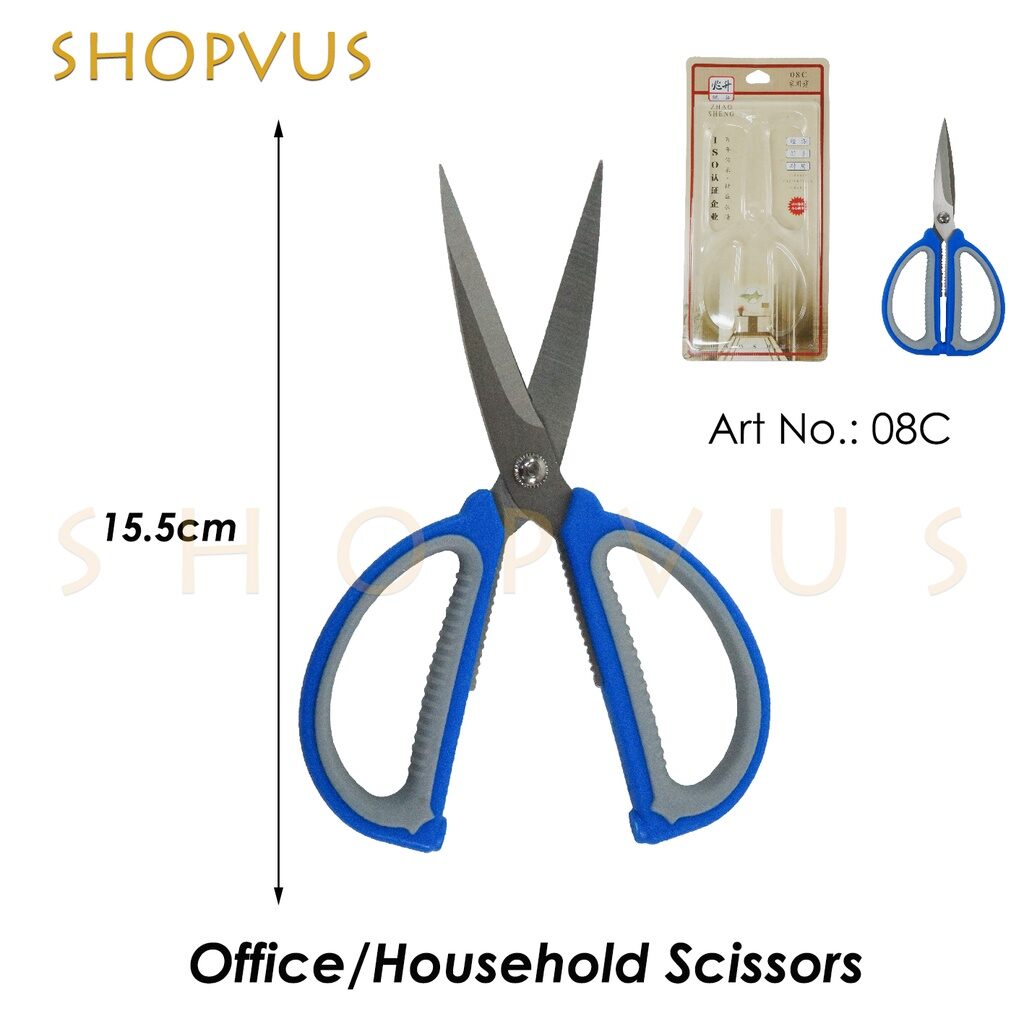 Picture of Jiang Ming Multi-Purpose Stainless Steel Scissors – Heavy Duty All-Purpose Shears for Kitchen, Office & Craft Work (Blue & White)