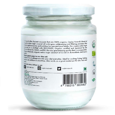Picture of Ceylon Naturals Organic Extra Virgin Coconut Oil 150ml - Pure, Cold-Pressed, No Additives, Vegan, Healthier Choice