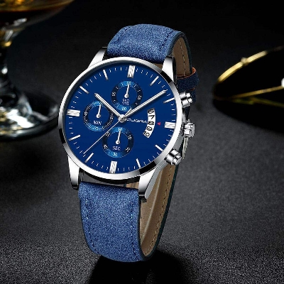 Picture of 2022 relogio masculino watches men Fashion Sport Stainless Steel Case Leather Band watch Quartz Business Wristwatch reloj hombreGold, Roses, Silver, Blue