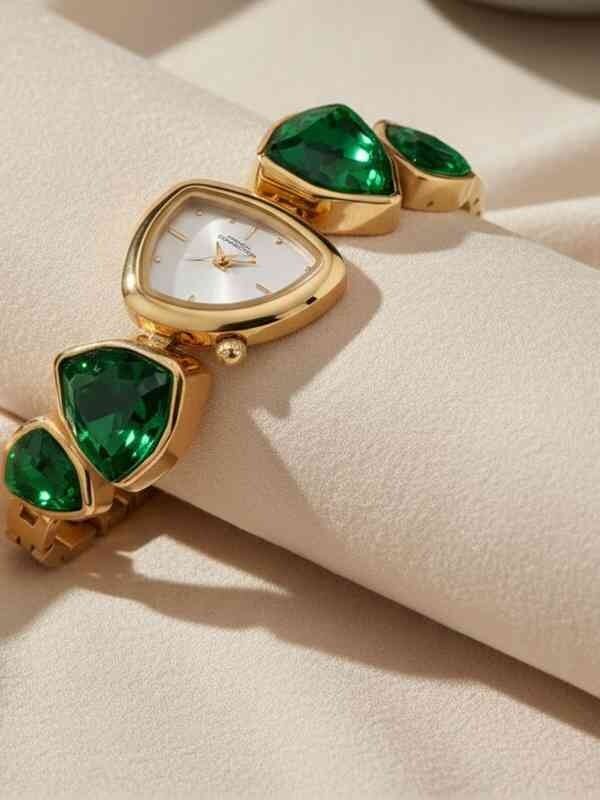 Picture of ADSBIAOYE Women's Luxury Crystal Bracelet Watch Unique Irregular Quartz WatchRoyal Blue, Pink, Red, Blue, Green, Black