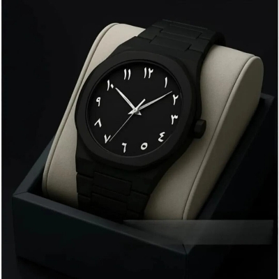 Picture of Arabic Watch Waterproof Men's Quartz Watch Black PC Plastic watch for men - Aura Arabic Watch - Black