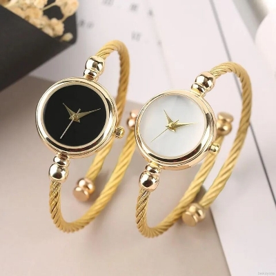 Picture of automatic watch Women Small Gold Bangle Bracelet Luxury Watches Stainless Steel Ladies Quartz Wrist watch Brand Casual WomenWhite, Black