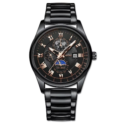 Picture of BINBOND B3982 New Style Silver Men Quartz Watch Authentic Stainless Steel Band Water Proof Date Display Dials Decoration WatchBlack, Silver, toton white, silver black, silver toton dial bl