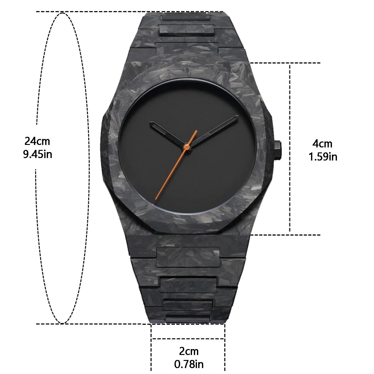 Picture of Black polycarbonate marble design quartz men's watch with classic oriental Arabic numerals and a new trend-Black
