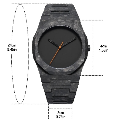 Picture of Black polycarbonate marble design quartz men's watch with classic oriental Arabic numerals and a new trend-Black