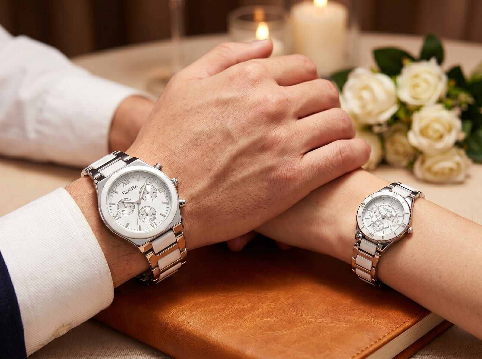 Picture of Couple 【Exclusive Offer】New Three-Dial Face Men's and Women's Steel Strap Watch - Luxurious Gold Tones, Casual Couple's Gift Watch - Quartz Movementwhite rose, black white, Black, White