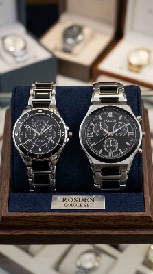 Picture of Couple 【Exclusive Offer】New Three-Dial Face Men's and Women's Steel Strap Watch - Luxurious Gold Tones, Casual Couple's Gift Watch - Quartz Movementwhite rose, black white, Black, White
