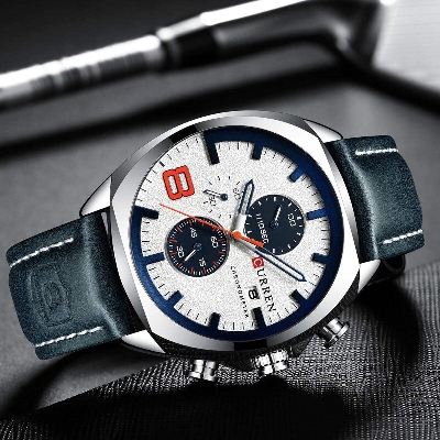 Picture of CURREN Chronograph Fashion Men's Watches Luxury Leather Business Quartz Watch Men Sport Military Watches Men Color-Blue