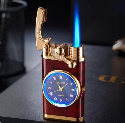 Picture of Douyin style watch real dial rocker arm windproof gas lighters blue light qixi boyfriend gift factory wholesale