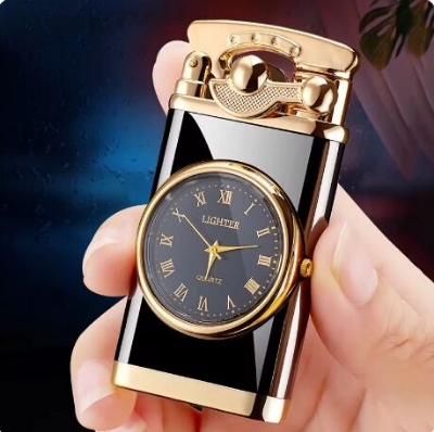 Picture of Douyin style watch real dial rocker arm windproof gas lighters blue light qixi boyfriend gift factory wholesale