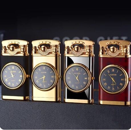 Picture of Douyin style watch real dial rocker arm windproof gas lighters blue light qixi boyfriend gift factory wholesale