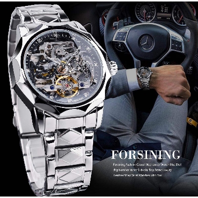 Picture of Forsining Luxury Automatic Tourbillon Diamond Outdoor Mens Mechanical Watch - WatchSilver black, Silver blue, Gold, Gold black, Black