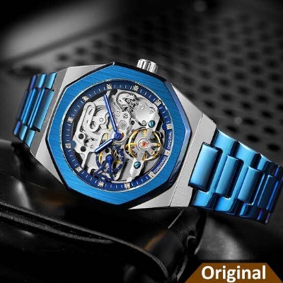 Picture of FORSINING Men Hollow Flywheel Automatic Mechanical WatchBlue, Golden, Golden black, Black, Silver