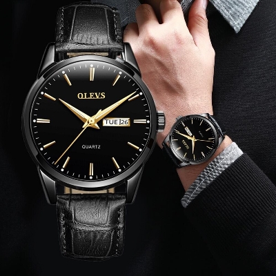 Picture of Inspired by "Olevs 6898 Brown PU Leather Analoge Wrist Watch For Men-Black