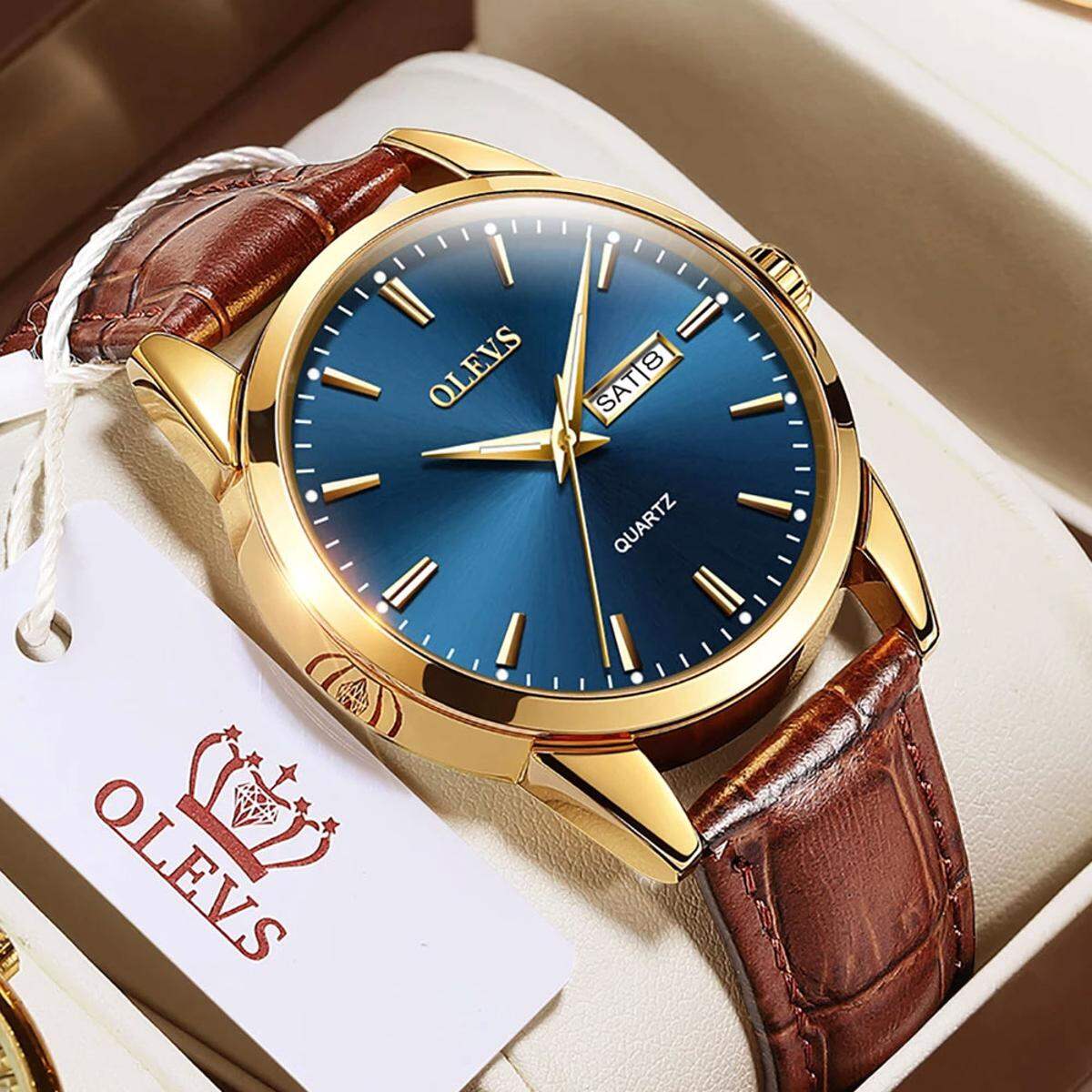 Picture of Inspired by "Olevs 6898 Brown PU Leather Analoge Wrist Watch For Men-Black