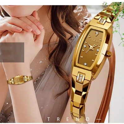 Picture of Inspired by CN  Rado Womens Watches Unique Dial Diamonds Fashion Luxury Dress Leisure Stainless Steel Waterproof Quartz Ladies Watch Reloj Mujergolden white, Gold, Chocolate
