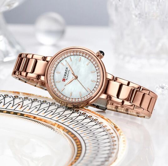 Picture of Inspired by CN Ladies Watch Luxury Top Brand Quartz Watch Stainless Steel Watch Sports Waterproof Simple Ladies Watch Reloj Mujerrose white, rose purple, silver green, silver