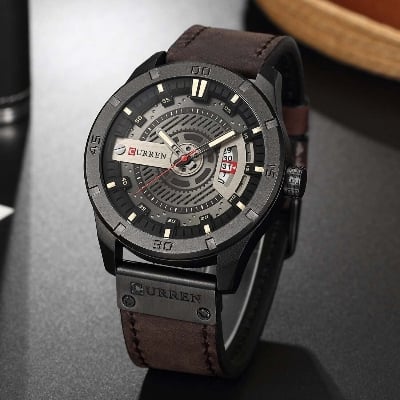 Picture of Inspired by CN Men  8301 Men’s PU Leather Quartz Waterproof Watch For Men'sBlue, brown red, Black, deep brown, brown light, off brown