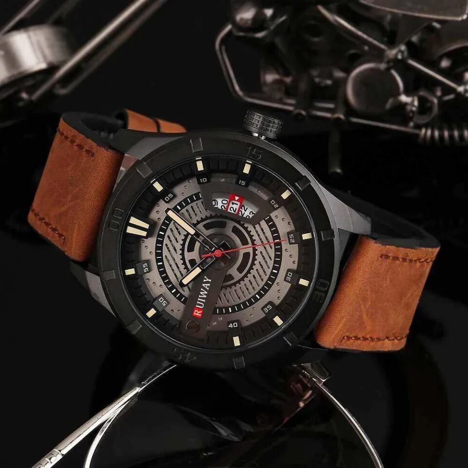 Picture of Inspired by CN Men  8301 Men’s PU Leather Quartz Waterproof Watch For Men'sBlue, brown red, Black, deep brown, brown light, off brown