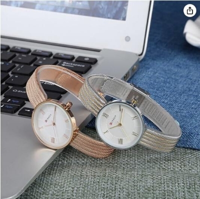 Picture of Inspired by CNN-Women's Girls Sports Waterproof Stainless Steel Quartz Wrist Watch 9020gold silver white, silver white, gold black
