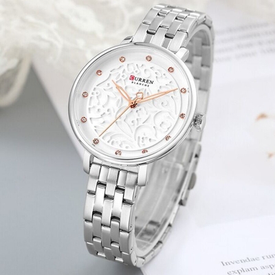 Picture of Inspired by curren gol Ladies Watch Luxury Top Brand Quartz Watch Stainless Steel Watch Sports Waterproof Simple Ladies Watch Reloj MujerBlack, Gold, Silver